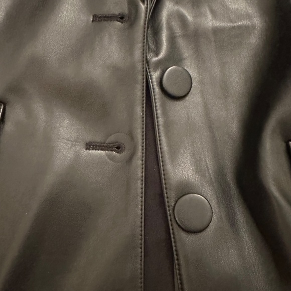 GOOD AMERICAN Better Than Leather Oversized Faux Leather Blazer, Black Size 1 - Picture 4 of 10